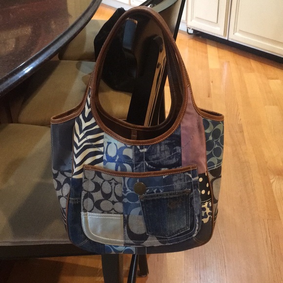 Coach Handbags - Authentic coach leather and denim handbag.